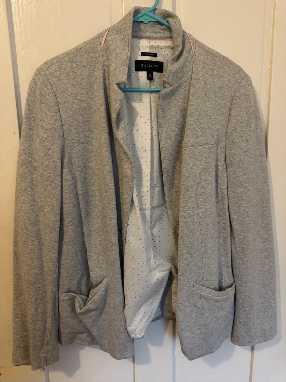 Talbots - Light Gray Aberdeen Blazer Jacket in Sweatshirt material